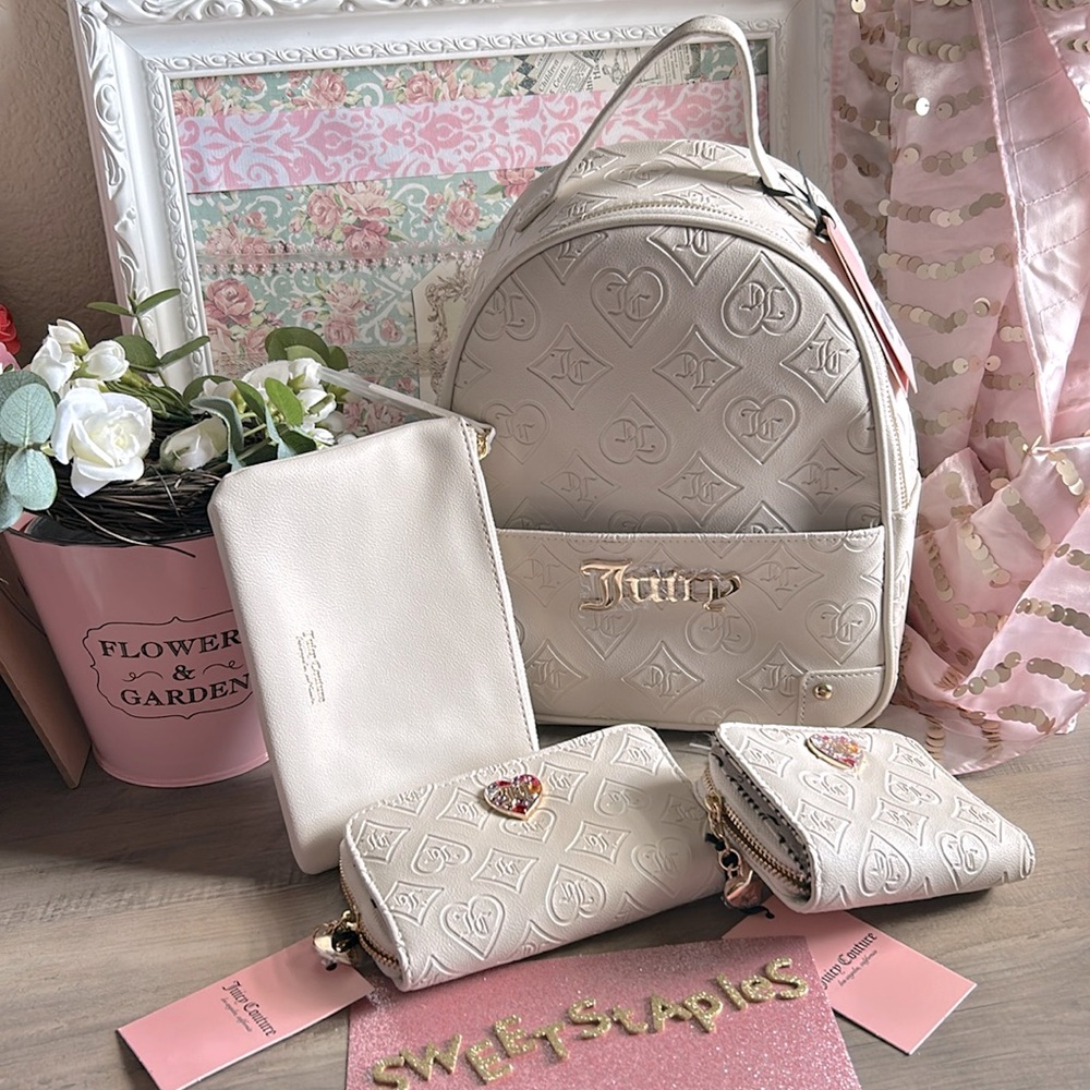 ✨🎀Juicy Couture Pullout Pouch backpack with two wallets NWT Bundle lot ✨
